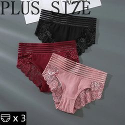 3/6pcs Floral Lace Panties Plus Size Women Underwear,Sexy Lingerie Seamless Pantys,Low-waist Female Briefs Intimates