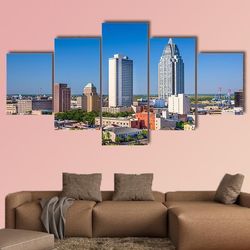 Alabama Downtown Skyline Nature 5 Pieces Canvas Wall Art, Large Framed 5 Panel Canvas Wall Art