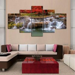 autumn falls 02 nature 5 pieces canvas wall art, large framed 5 panel canvas wall art