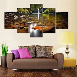 autumn leaf falls nature 5 pieces canvas wall art, large framed 5 panel canvas wall art