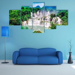 beautiful great falls nature 5 pieces canvas wall art, large framed 5 panel canvas wall art