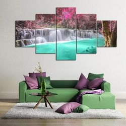 colorful falls nature 5 pieces canvas wall art, large framed 5 panel canvas wall art