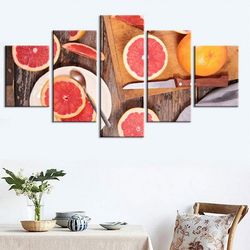 Fruit Nature 5 Pieces Canvas Wall Art, Large Framed 5 Panel Canvas Wall Art