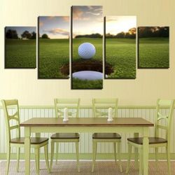 golf ball course nature 5 pieces canvas wall art, large framed 5 panel canvas wall art
