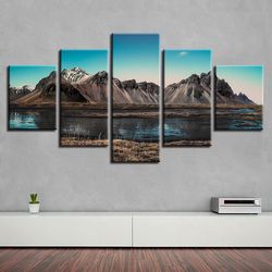 Mountain Sky 01 Nature 5 Pieces Canvas Wall Art, Large Framed 5 Panel Canvas Wall Art