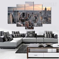 new york city landscape view nature 5 pieces canvas wall art, large framed 5 panel canvas wall art