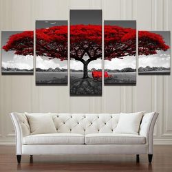 Tree Art Scenery Landscape Nature 5 Pieces Canvas Wall Art, Large Framed 5 Panel Canvas Wall Art