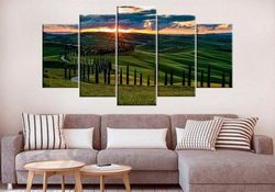 tuscany italy landscape photography nature 5 pieces canvas wall art, large framed 5 panel canvas wall art