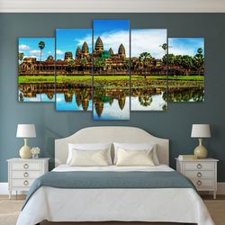 Vietnam Cambodia Beautiful Sights Nature 5 Pieces Canvas Wall Art, Large Framed 5 Panel Canvas Wall Art