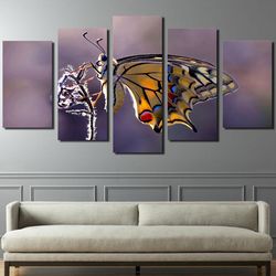 Butterfly 3 Animal 5 Pieces Canvas Wall Art, Large Framed 5 Panel Canvas Wall Art
