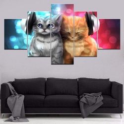 cute cats owl canvas home decor beautiful animals cats 1 animal 5 pieces canvas wall art, large framed 5 panel canvas wa