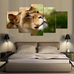 lioness animal canas wall art 5 pieces canvas wall art, large framed 5 panel canvas wall art