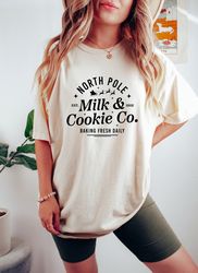 North Pole Milk and Cookie Co Oversized Vintage T-Shirt, Comfort Colors Shirt, Baking Christmas Shirt