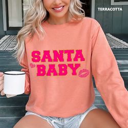 Santa Baby Christmas Comfort Colors Sweatshirt, Santa Baby Oversized Christmas Sweatshirt, Oversized Holiday Sweater 2