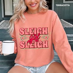 Sleigh Girl Sleigh Christmas Comfort Colors Sweatshirt, Oversized Christmas Sweatshirt, Oversized Christmas Crewneck 2