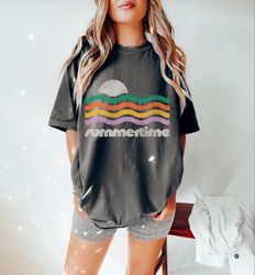 Summertime Sunset Waves Oversized TShirt, Comfort Colors Tshirt, Womens Graphic Tees
