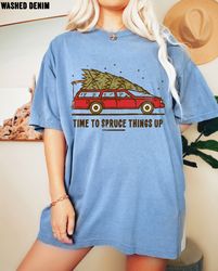 Time to Spruce Things Up Xmas Oversized Vintage Tshirt, Retro Christmas Shirt, Vintage Christmas Tree Shirt