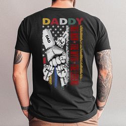 Personalized Dad Raised Fist Bump Shirt, Customized Grandkids Hands, Dad Kids Matching Shirt, Grandpa Shirt