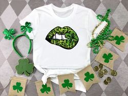 Shamrock Lips T-Shirt, Womens St Paddys Day Shirt ,Leopard Lips Shirt, Irish Women Gift, Cute St Patricks Day Shirt, Iri