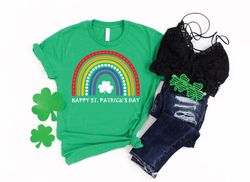 St Patricks Day Rainbow Shirt, Four Leaf Clover Shirt,Happy St Patricks Day Shirt, Gift For Irish Women, Shamrock Shirt,