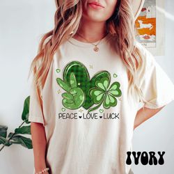 Peace Love Luck Shirt, Comfort Colors St Patricks Day Shirt, Shamrock Shirt, Leopard St Patricks Day Shirt, Lucky Shirt,