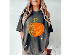 Comfort Colors Floral Pumpkin Shirt,Gift For Her, Trendy Shirts, Cute