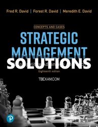 Solutions Manual for Strategic Management A Competitive Advantage Concept and Cases 18th Edition David