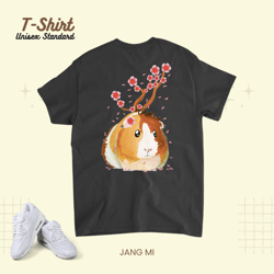 Vintage Guinea Pig Japanese Cherry Blossom Flower Sakura Unisex Standard T-Shirt
