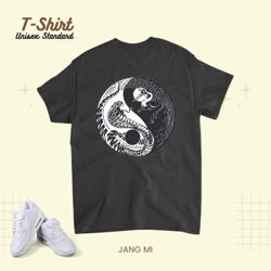 Yin And Yang Snake Vs Crane Design Unisex Standard T-Shirt