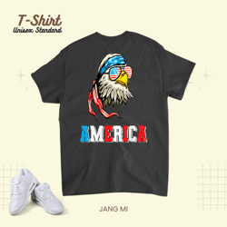 4th of July America USA Flag With Coolest Bald Eagle Glasses Unisex Standard T-Shirt