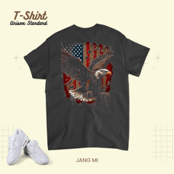 American Bald Eagle Eyes Flag Country 21, T-Shirt, Unisex Standard T-Shirt