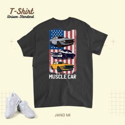 American Muscle Car Racing Classic Car Drivers USA Flag, T-Shirt, Unisex Standard T-Shirt