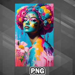 African PNG Black Woman With Flowers PNG For Sublimation Print