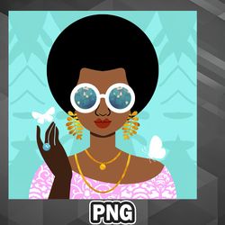 African PNG Afro Hairstyle Fashion Girl PNG For Sublimation Print