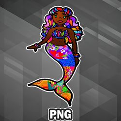 African PNG Rainbow Chocolate Mermaid PNG For Sublimation Print
