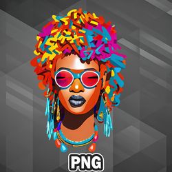African PNG Afro Woman With Sunglasses Colorful Pop Art PNG For Sublimation Print