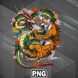 African PNG Japanese Dragon Tiger PNG For Sublimation Print