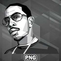 African PNG American Rapper Ludacris Black and White PNG For Sublimation Print High Quality For Decor
