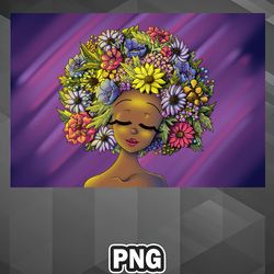 African PNG African American Woman and Flowery Hair PNG For Sublimation Print High Quality For Decor