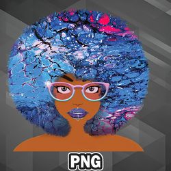 African PNG Galaxy Girl Blue Lava Afro PNG For Sublimation Print Exclusive For Chirstmas