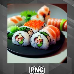 Asian PNG Kawaii Anime Sushi Cute Food Asian Country Culture PNG For Sublimation Print High Resolution For Chirstmas