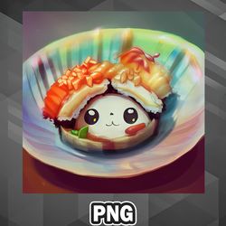Asian PNG Kawaii Anime Sushi Cute Food Asian Country Culture PNG For Sublimation Print Trending For Apparel, Mug