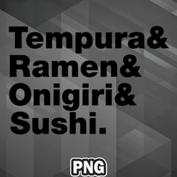 Asian PNG Japanese Foods Tempura Ramen Onigiri Sushi Asia Country Culture PNG For Sublimation Print Modern For Craft