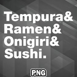 Asian PNG Japanese Foods Tempura Ramen Onigiri Sushi Asia Country Culture PNG For Sublimation Print Top For Silhoette