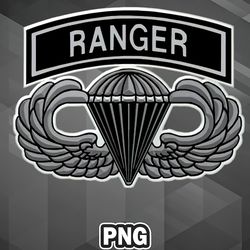 Army PNG Army Ranger Jump Wings Gray PNG For Sublimation Print Modern For Apparel, Mug