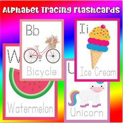 Alphabet Tracing Flashcards, Preschool Worksheets & Teaching Materials