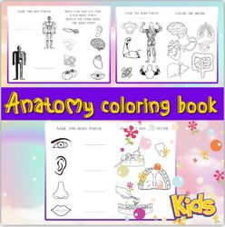 Anatomy Coloring Book, Human Body Coloring pages For Kids, Human Brain Heart
