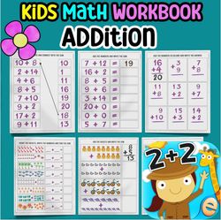 Kids Math Workbook, Addition Activity book