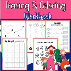 Tracing and Coloring Activity workbook for kids