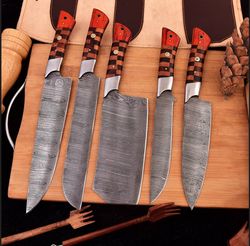 Handmade kitchen knives 5 piece Chef knives Hand Forge chef knives BBQ knives best gift for him Anniversary Gift,Easter